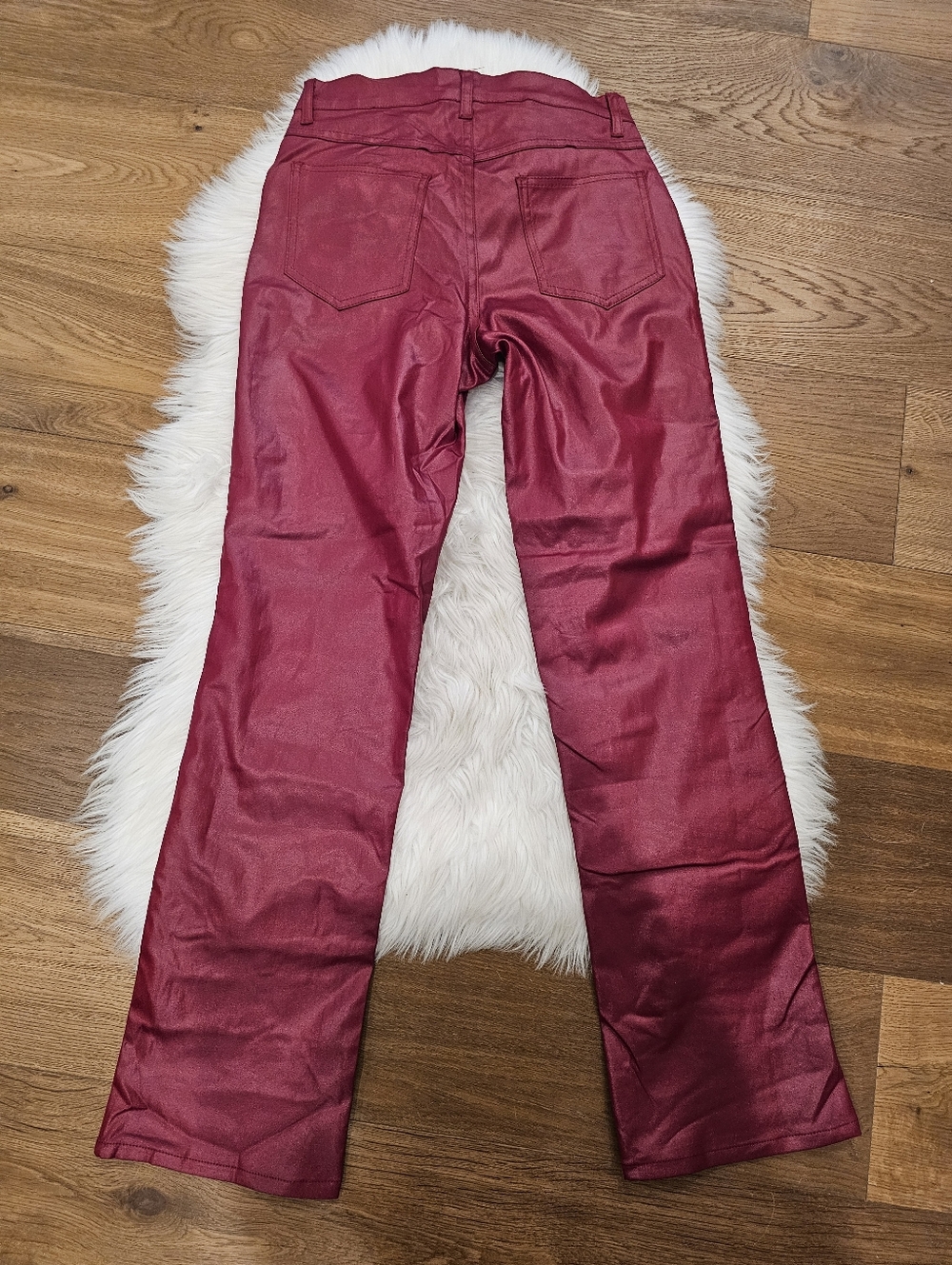 Vintage Low Rise Red Wine Coated Straight Leg Pants - Picture 9 of 9